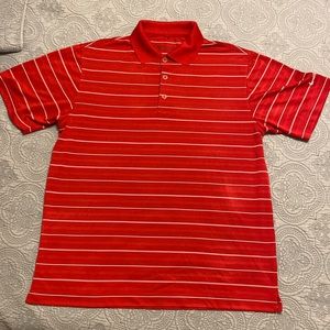 Nike Men’s Red & White Striped Dri-fit Golf Shirt